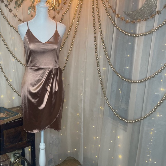 Lulus Dresses & Skirts - Lulu's Rose Gold Satin Prom Dress